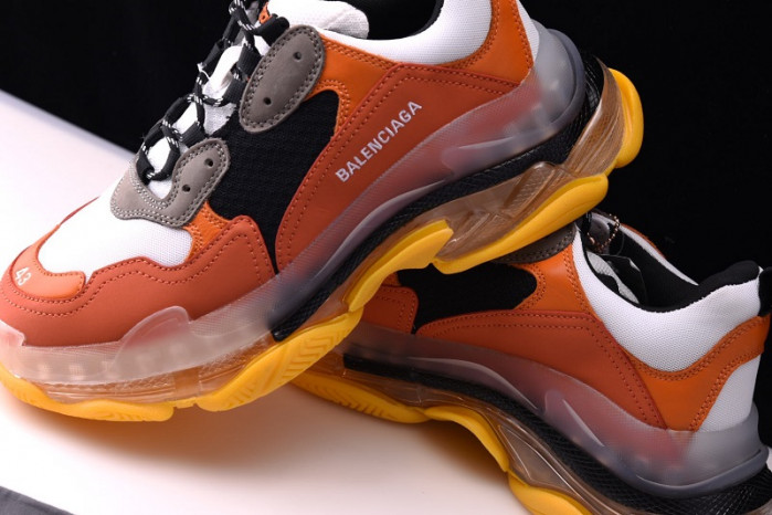 bl triple s trainers clear sole orange black 541624 w09e1 1766
