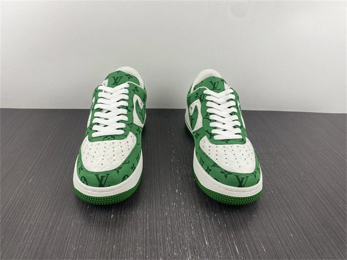 LV Nike Air Force 1 Low By Virgil Abloh White Green Stretchable 5143